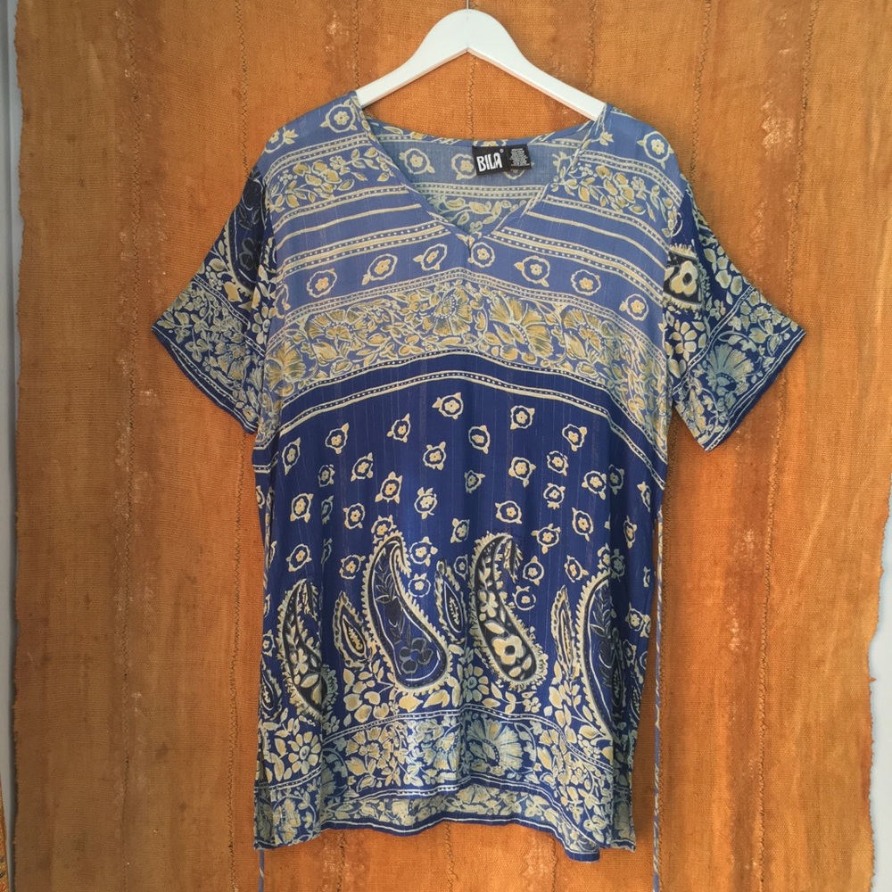 Vintage Bila Rayon Paisley Blouse / Boho Bohemian